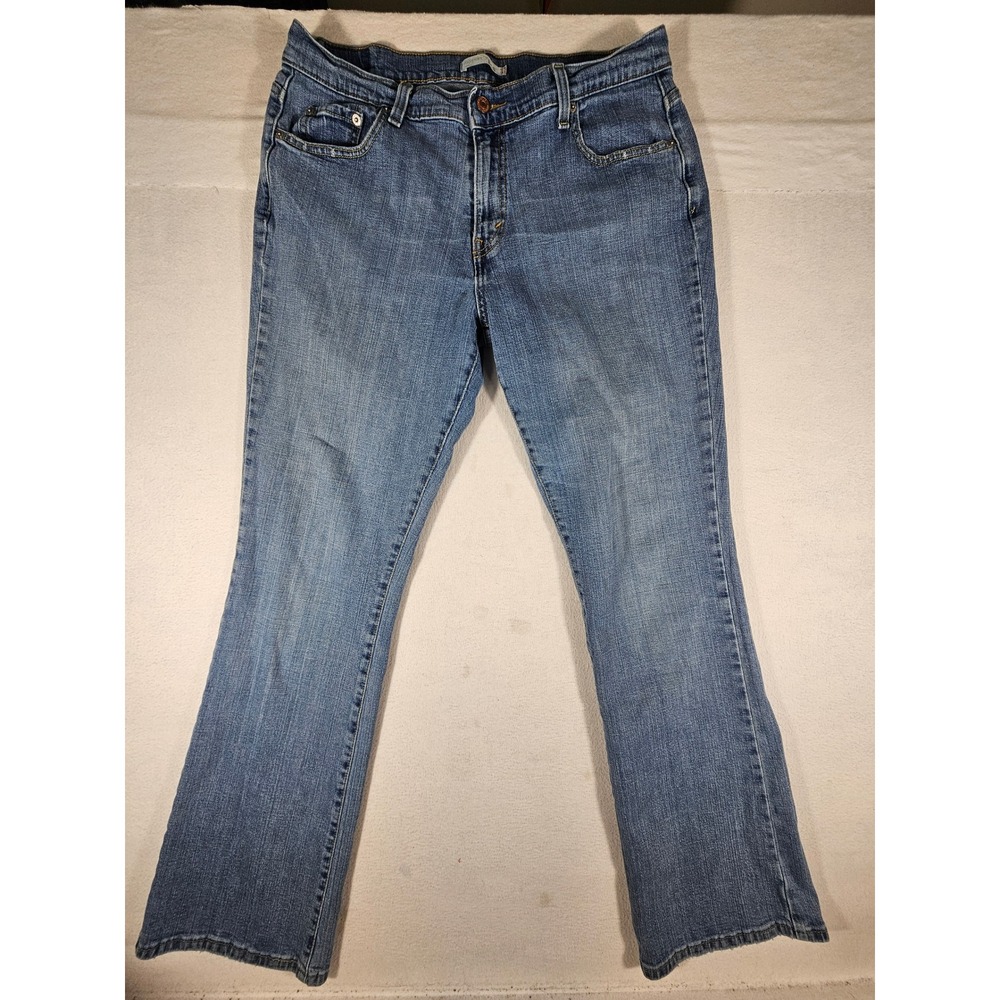 Levi's 515 Boot Cut Jeans Medium Wash Blue Denim 16 Long 16L Distressed Hem